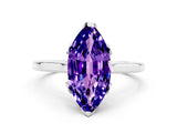 White gold Marquise Cut Tanzanite Solitaire Ring with Flower Prong Setting and Classic Band_48