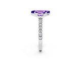 White gold Marquise Cut Tanzanite Solitaire Ring with Pavé Accents and Four-Prong Setting_2