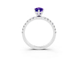 White gold Marquise Cut Tanzanite Solitaire Ring with Pavé Accents and Four-Prong Setting_3