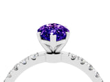 White gold Marquise Cut Tanzanite Solitaire Ring with Pavé Accents and Four-Prong Setting_4