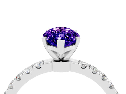 White gold Marquise Cut Tanzanite Solitaire Ring with Pavé Accents and Four-Prong Setting_4
