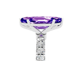 White gold Marquise Cut Tanzanite Solitaire Ring with Pavé Accents and Four-Prong Setting_5