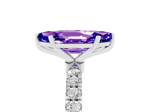 White gold Marquise Cut Tanzanite Solitaire Ring with Pavé Accents and Four-Prong Setting_5