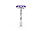 White gold Marquise Cut Tanzanite Solitaire Ring with Pavé Band and Four-Prong Setting_26