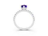 White gold Marquise Cut Tanzanite Solitaire Ring with Pavé Band and Four-Prong Setting_27