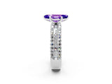 White gold Marquise Cut Tanzanite Solitaire Ring with Pavé and Channel Set Band_2