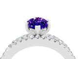 White gold Marquise Cut Tanzanite Solitaire Ring with Pavé and Channel Set Band_4