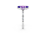 White gold Marquise Cut Tanzanite Solitaire Ring with Pave Band and Four Prong Setting_26
