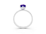 White gold Marquise Cut Tanzanite Solitaire Ring with Pave Band and Four Prong Setting_27