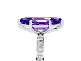 White gold Marquise Cut Tanzanite Solitaire Ring with Pave Band and Four Prong Setting_29