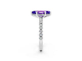 White gold Marquise Cut Tanzanite Solitaire Ring with Round  Pavé Band and Four-Prong Setting_62