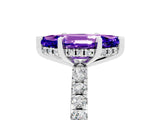 White gold Marquise Cut Tanzanite Solitaire Ring with Round  Pavé Band and Four-Prong Setting_65