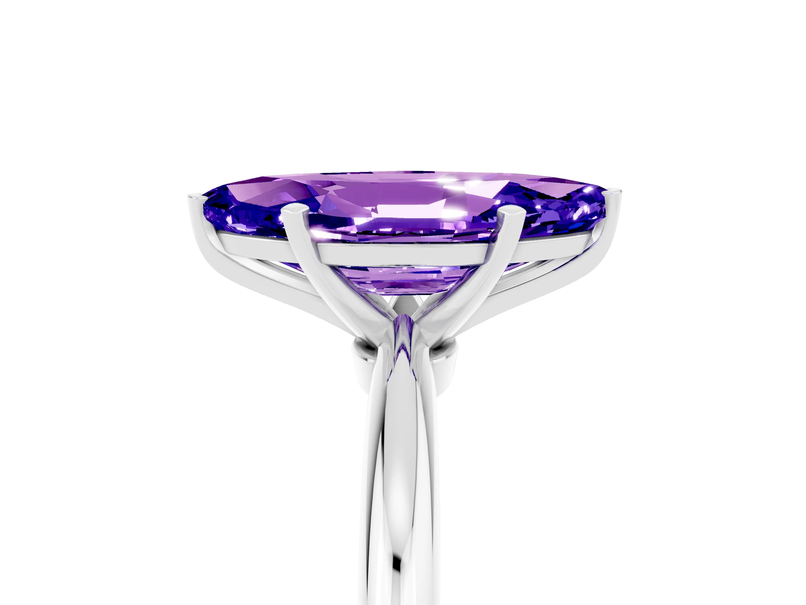 White gold Marquise Cut Tanzanite Solitaire Ring with Six-Prong Setting and Classic Band_17