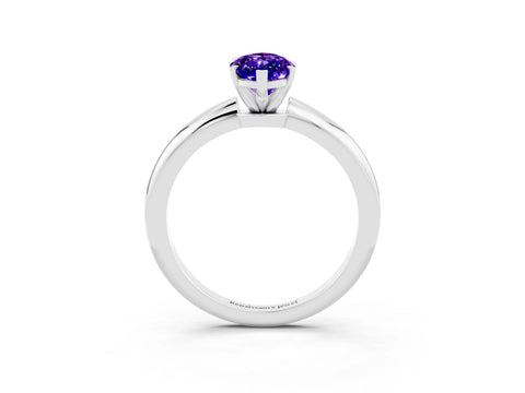 White gold Marquise Cut Tanzanite Solitaire Ring with Six-Prong Setting and Classic Band_3
