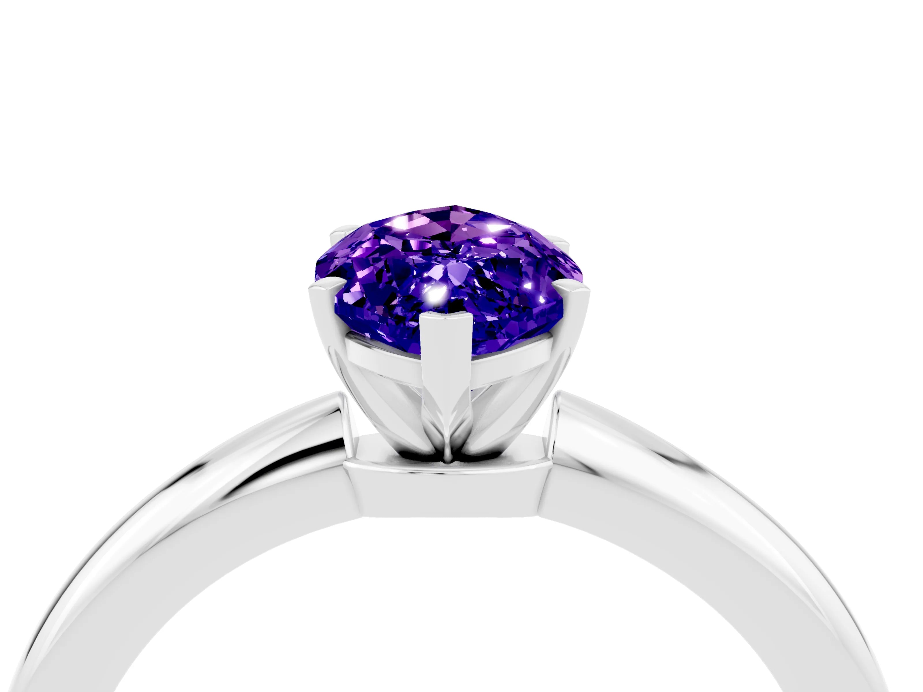 White gold Marquise Cut Tanzanite Solitaire Ring with Six-Prong Setting and Classic Band_4