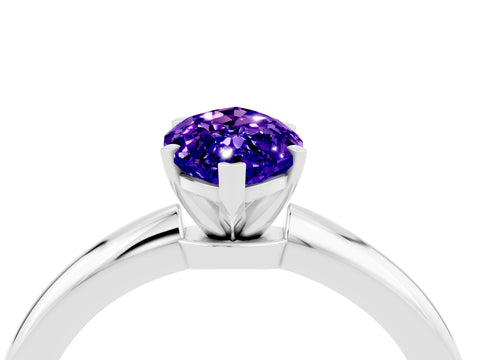 White gold Marquise Cut Tanzanite Solitaire Ring with Six-Prong Setting and Classic Band_4