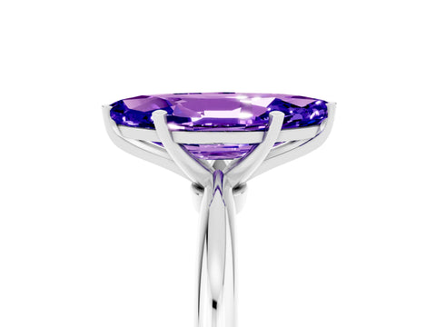 White gold Marquise Cut Tanzanite Solitaire Ring with Six-Prong Setting and Classic Band_5