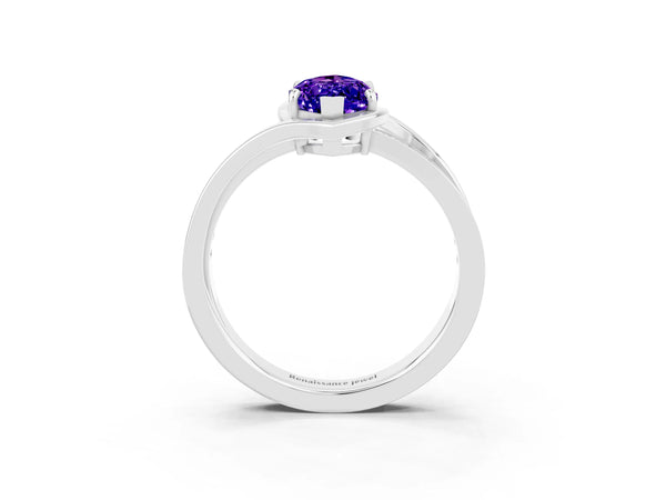 Platinum Marquise Cut Tanzanite Solitaire Ring with Split Shank and Prong Setting
