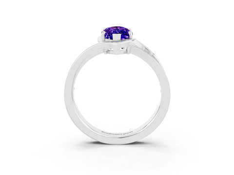White gold Marquise Cut Tanzanite Solitaire Ring with Split Shank and Prong Setting_3