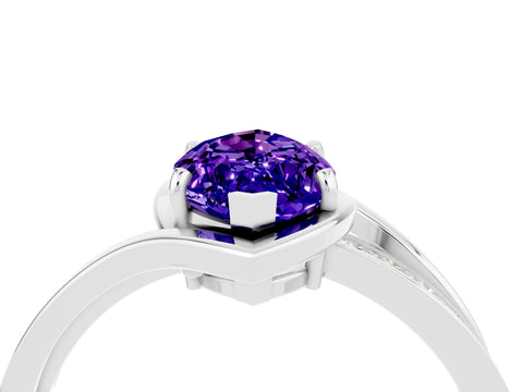 White gold Marquise Cut Tanzanite Solitaire Ring with Split Shank and Prong Setting_4