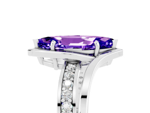 White gold Marquise Cut Tanzanite Solitaire Ring with Split Shank and Prong Setting_5