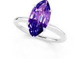 White gold Marquise Cut Tanzanite Solitaire Ring with Thin Band and Four-Prong Setting_13