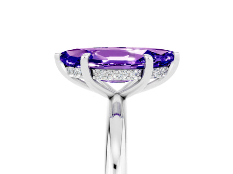 White gold Marquise Cut Tanzanite Solitaire Ring with Thin Band and Four-Prong Setting_17