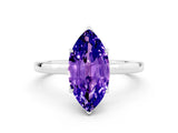 White gold Marquise Cut Tanzanite Solitaire Ring with Thin Band and Prong Setting_12
