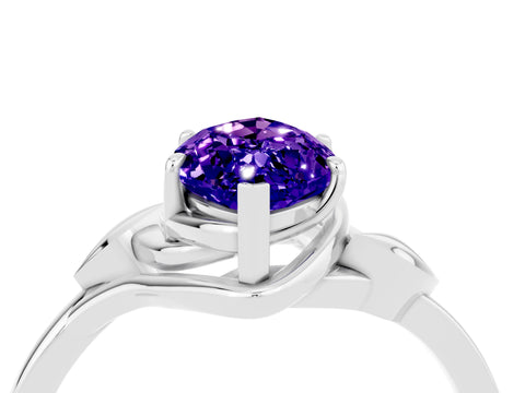 White gold Marquise Cut Tanzanite Solitaire Ring with Twist Band and Four-Prong Setting_40
