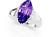 White gold Marquise Cut Tanzanite Solitaire Ring with Wide Band and Prong Setting_1