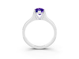 White gold Marquise Cut Tanzanite Solitaire Ring with Wide Band and Prong Setting_3
