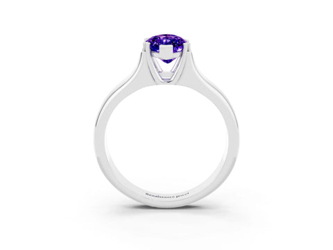 White gold Marquise Cut Tanzanite Solitaire Ring with Wide Band and Prong Setting_3