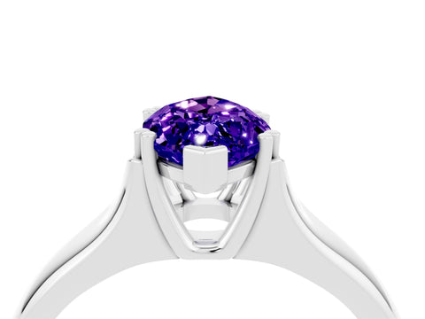 White gold Marquise Cut Tanzanite Solitaire Ring with Wide Band and Prong Setting_4