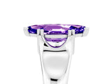 White gold Marquise Cut Tanzanite Solitaire Ring with Wide Band and Prong Setting_5