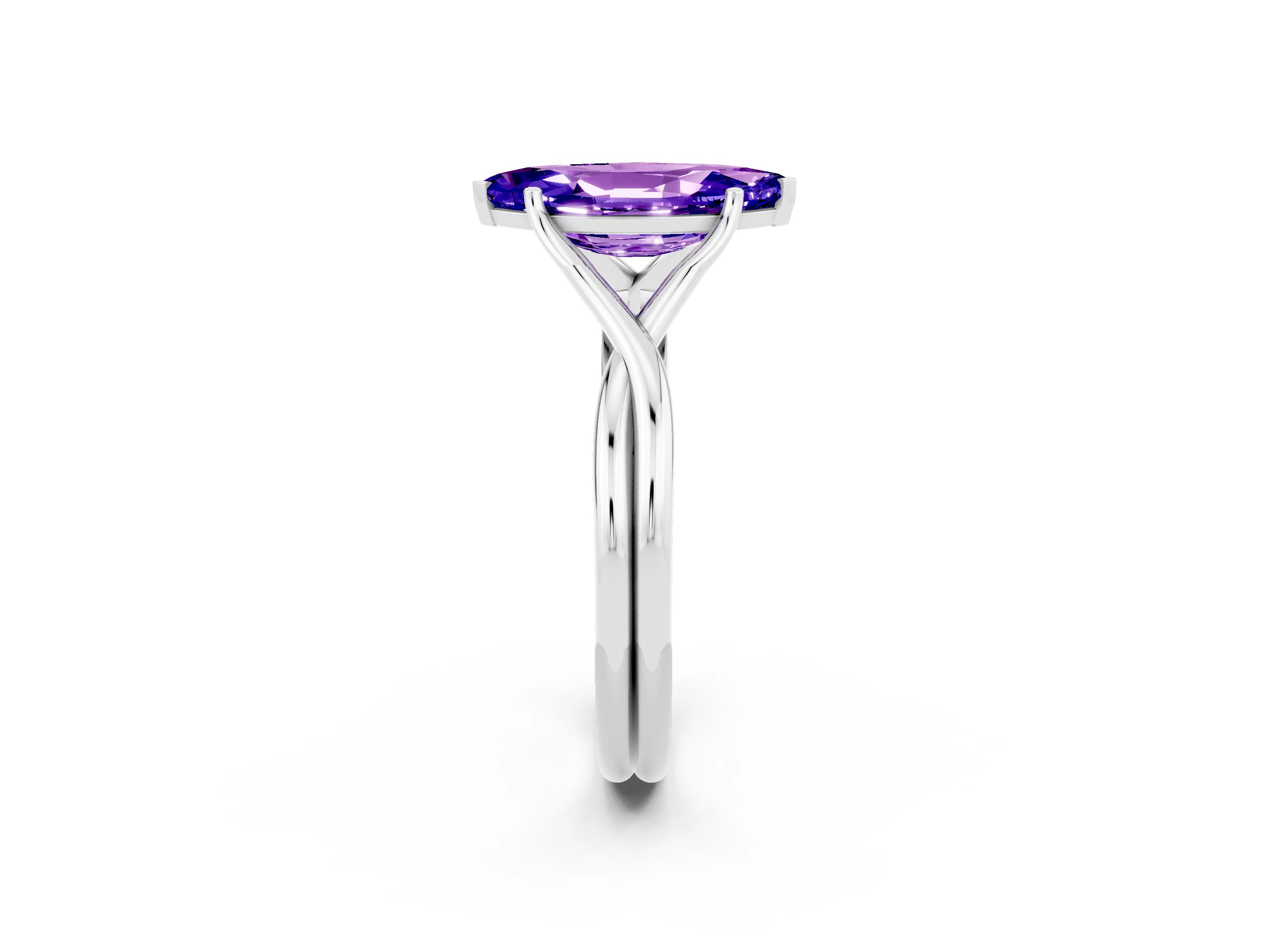 White gold Marquise Cut Tanzanite Solitaire Twist Band Prong Setting Ring_44