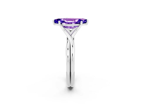 White gold Marquise Cut Tanzanite Solitaire Twist Band Prong Setting Ring_44