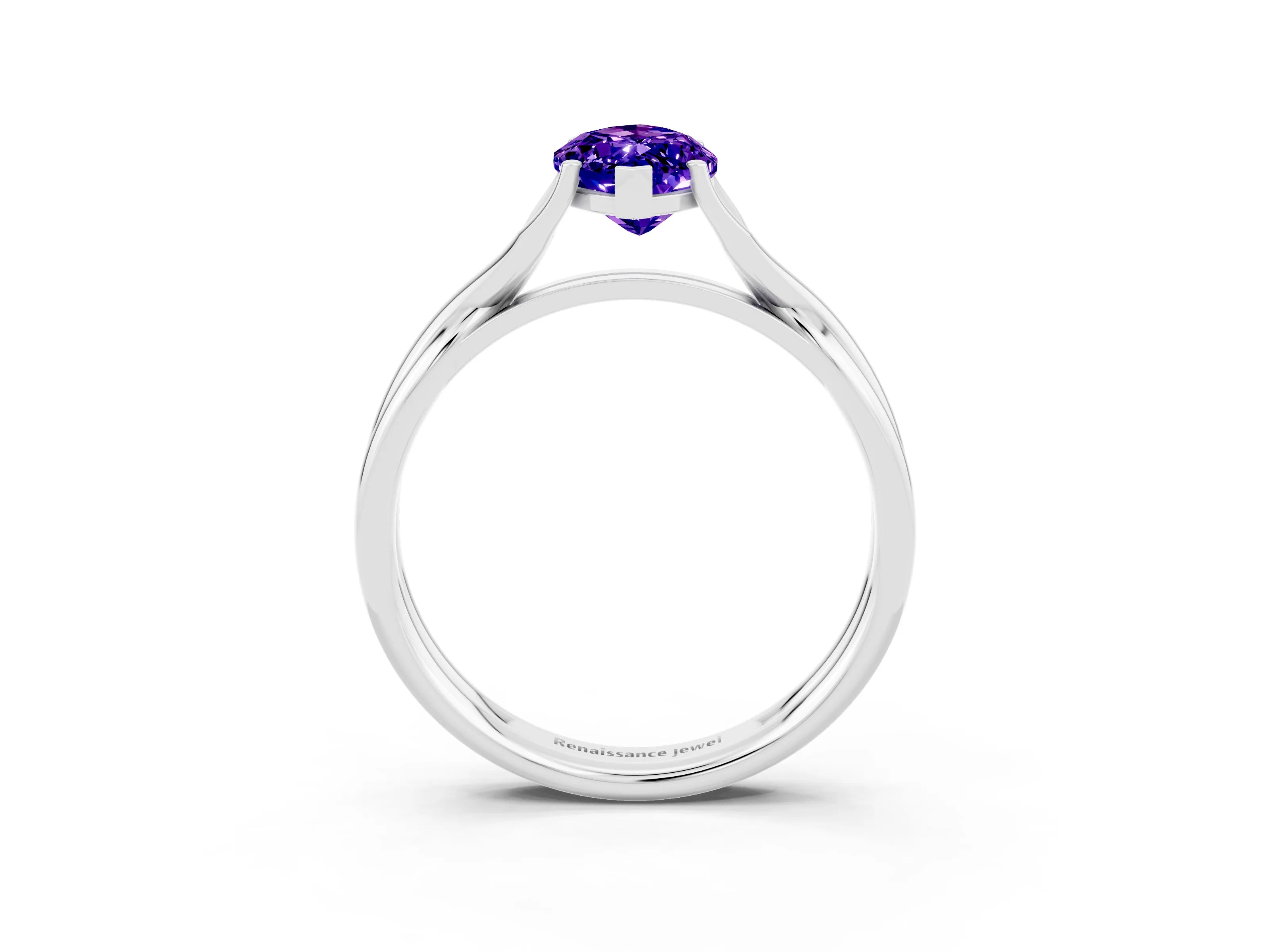 White gold Marquise Cut Tanzanite Solitaire Twist Band Prong Setting Ring_45