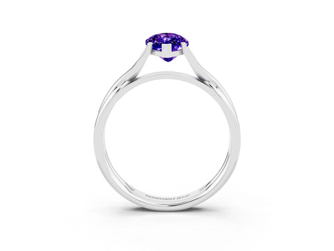 White gold Marquise Cut Tanzanite Solitaire Twist Band Prong Setting Ring_45