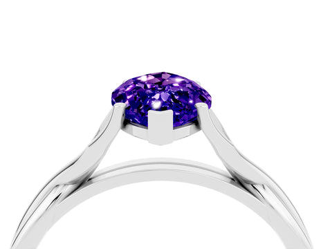 White gold Marquise Cut Tanzanite Solitaire Twist Band Prong Setting Ring_46
