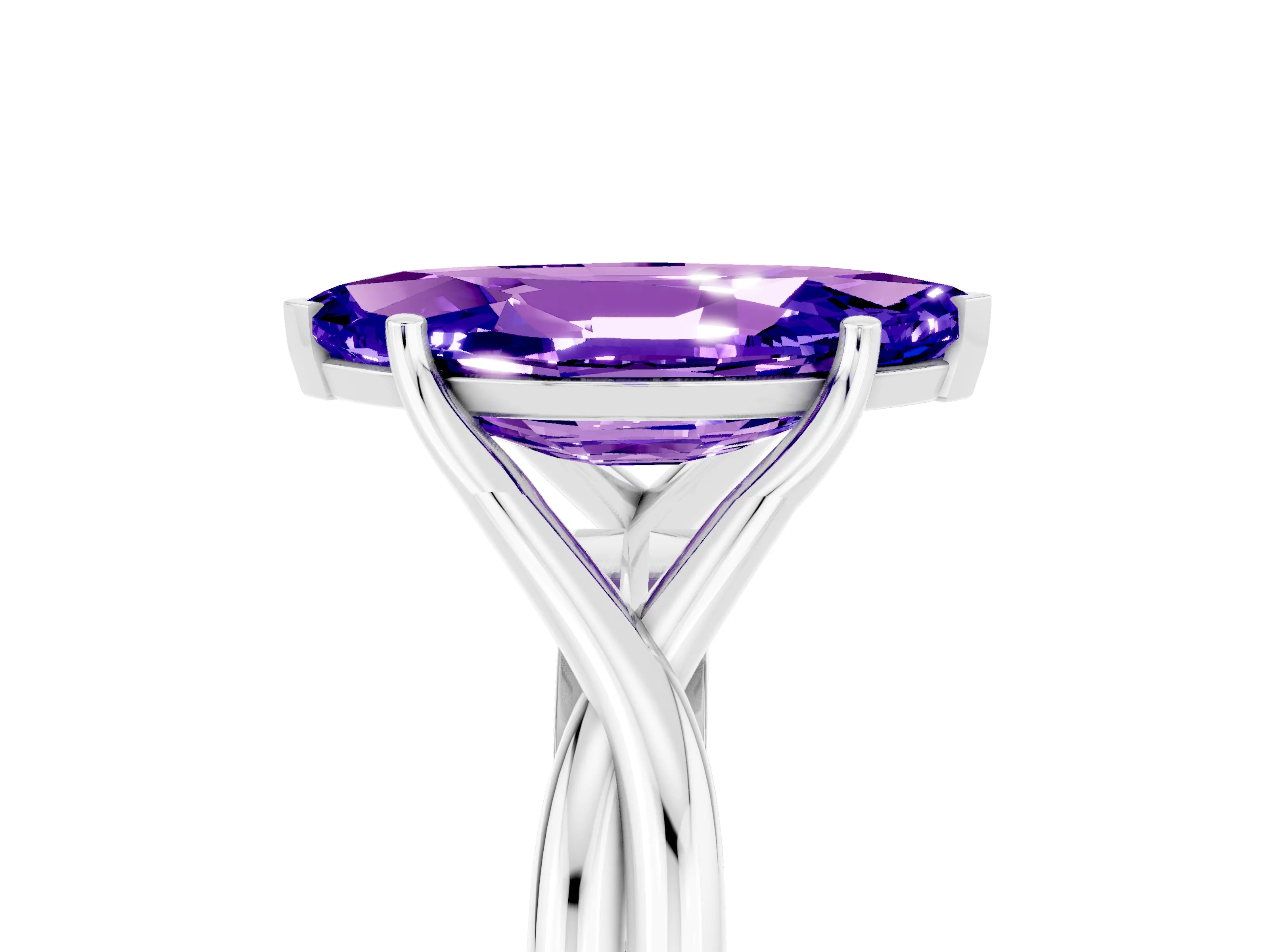 White gold Marquise Cut Tanzanite Solitaire Twist Band Prong Setting Ring_47