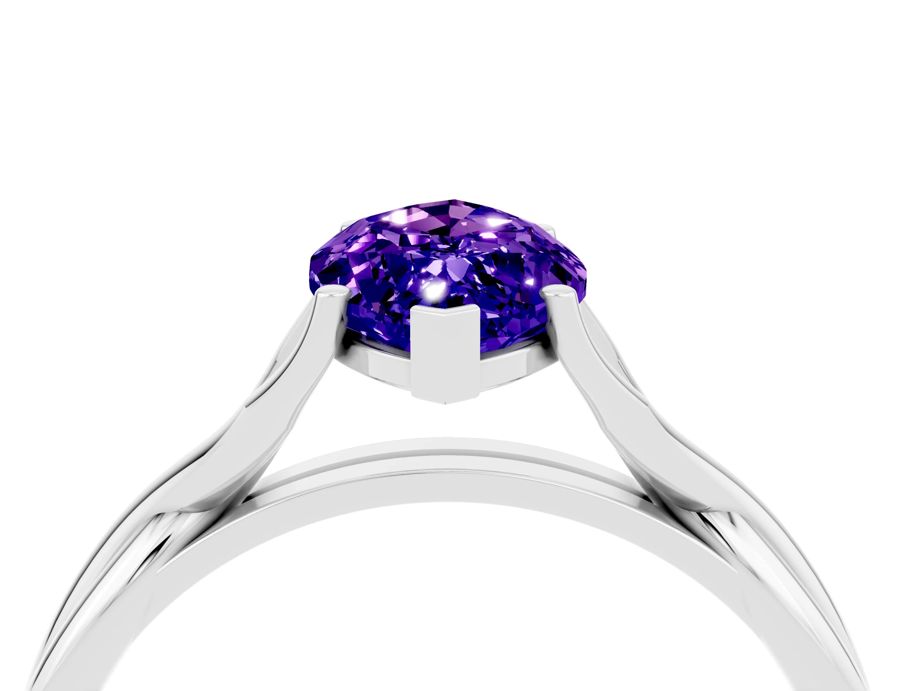 White gold Marquise Cut Tanzanite Solitaire Twist Band Prong Setting Ring_60