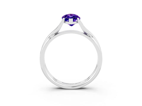 White gold Marquise Cut Tanzanite Solitaire Twist Band Prong Setting Ring_63