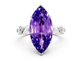 White gold Marquise Cut Tanzanite Solitaire Twisted Band with Round  Accents and Prong Setting_13