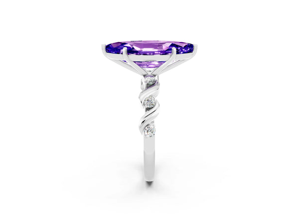 Platinum Marquise Cut Tanzanite Solitaire Twisted Band with Round  Accents and Prong Setting