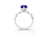 White gold Marquise Cut Tanzanite Solitaire Twisted Band with Round  Accents and Prong Setting_15