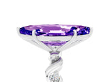 White gold Marquise Cut Tanzanite Solitaire Twisted Band with Round  Accents and Prong Setting_17