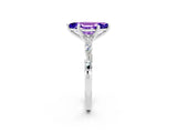 White gold Marquise Cut Tanzanite Solitaire with Side Baguettes and Channel Set Band_2