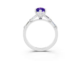 White gold Marquise Cut Tanzanite Solitaire with Side Baguettes and Channel Set Band_3