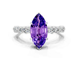 White gold Marquise Cut Tanzanite Solitaire with Side Stones, Pave Band, Four-Prong Setting_36