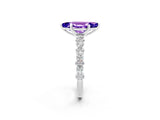 White gold Marquise Cut Tanzanite Solitaire with Side Stones, Pave Band, Four-Prong Setting_38